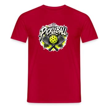 Pickleball Neon Yellow Splatter Crowned Script Art - Männer T-Shirt - Rot - Vorne - AI Model Male 178 dark (178cm)