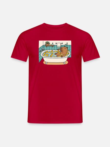 Capybara-Schaumbad mit Quietscheenten und Yuzu - Männer T-Shirt - Rot