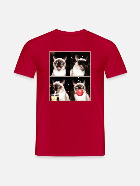 Katzen Siam Katze - Männer T-Shirt - Rot