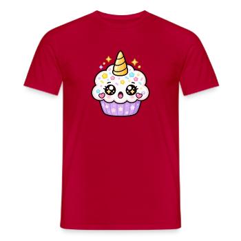 Kawaii Regenbogen-Einhorn-Cupcake - Männer T-Shirt - Rot - Vorne - AI Model Male 178 dark (178cm)