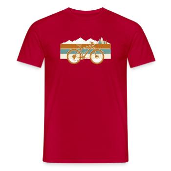 Mountainbike Panorama – Retro MTB Berg Silhouette - Männer T-Shirt - Rot - Vorne - AI Model Male 178 dark (178cm)