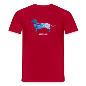 Seehund Wasser Dackel Herz - Männer T-Shirt - Rot - Vorne - AI Model Male 178 dark (178cm)