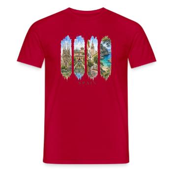 Spanien Travel – Sagrada Familia & Küste Motiv - Männer T-Shirt - Rot - Vorne - AI Model Male 178 dark (178cm)