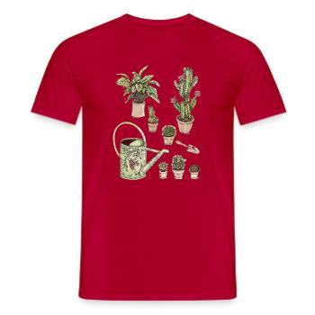 Grünes Pflanzenparadies Topfpflanzen - Männer T-Shirt - Rot - Vorne - AI Model Male 178 dark (178cm)