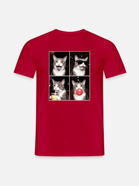 Katzen Graue Tabby Katze - Männer T-Shirt - Rot