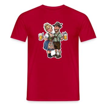 Trachten Paar – Bierkrug – Lustiges Bierzelt Motiv - Männer T-Shirt - Rot - Vorne - AI Model Male 178 dark (178cm)