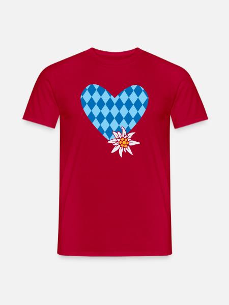 Herz mit Edelweiss - Männer T-Shirt - Rot