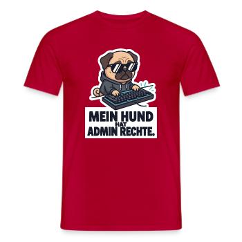 Admin Rechte Hund IT Mops Sysadmin T-Shirt - Männer T-Shirt - Rot - Vorne - AI Model Male 178 dark (178cm)