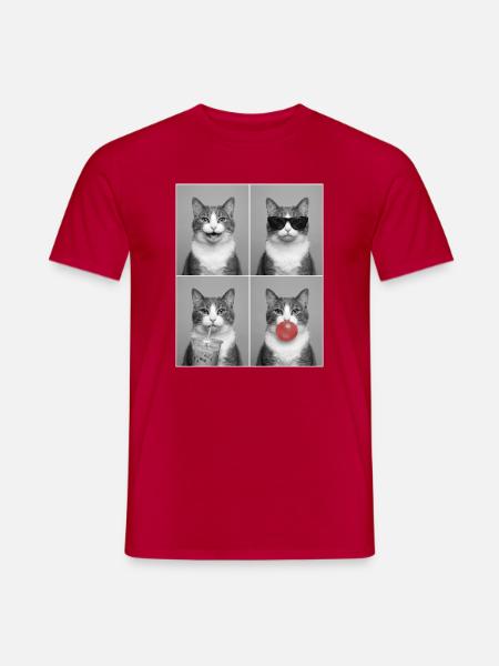 Katzen Graue Tabby Katze - Männer T-Shirt - Rot