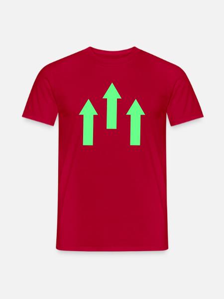 Dreifache grüne Aufwärts Pfeile - Männer T-Shirt - Rot