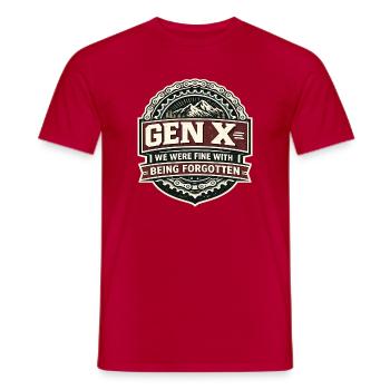 Generation X Vergessen Fine Humor Motiv - Männer T-Shirt - Rot - Vorne - AI Model Male 178 dark (178cm)