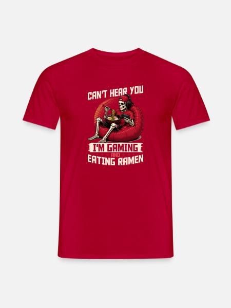 Funny Gaming and Ramen Gamer Skeleton - Männer T-Shirt - Rot