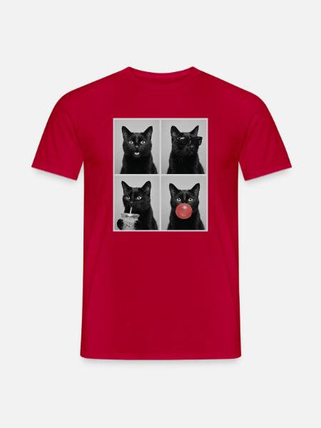Katzen schwarze Katze - Männer T-Shirt - Rot