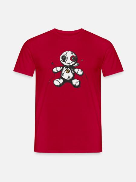Genähte Voodoo Puppe - Männer T-Shirt - Rot