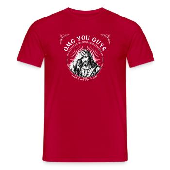 OMG YOU GUYS THATS NOT WHAT I SAID Jesus Meme - Männer T-Shirt - Rot - Vorne - AI Model Male 178 dark (178cm)
