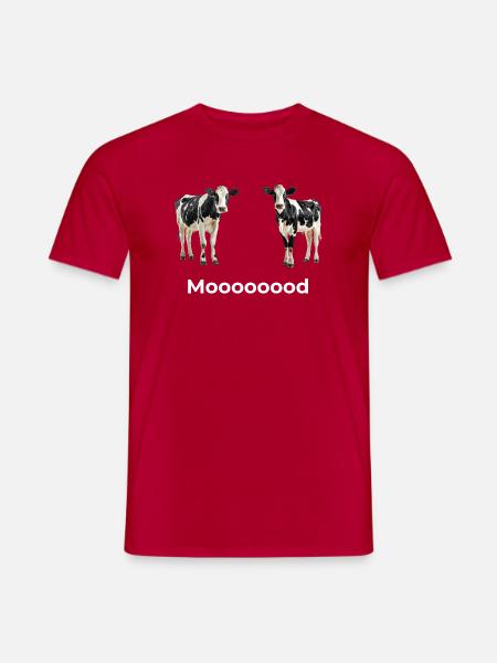 Mooood – Lustiges Kuh Design - Männer T-Shirt - Rot