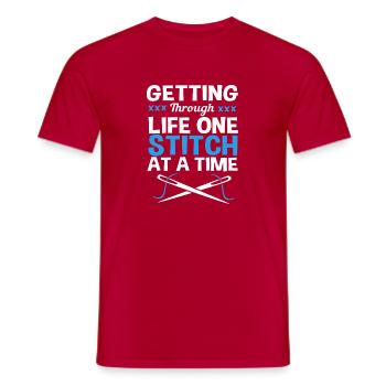 Kreuzstich - Männer T-Shirt - Rot - Vorne - AI Model Male 178 dark (178cm)