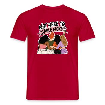 Not Here To Smile More - Feministisch Frauen - Männer T-Shirt - Rot - Vorne - AI Model Male 178 dark (178cm)