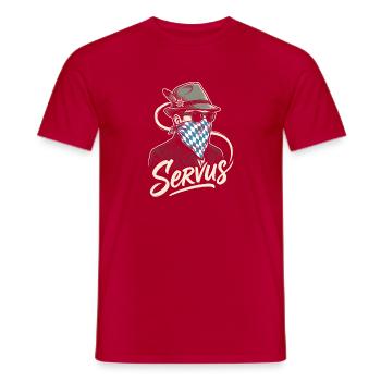 Servus Mann Mit Hut Und Tuch Bayern Berge - Männer T-Shirt - Rot - Vorne - AI Model Male 178 dark (178cm)