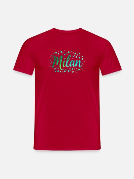 Name Milan Neon-Grün Schrift mit Tupfen - Aquarell - Männer T-Shirt - Rot