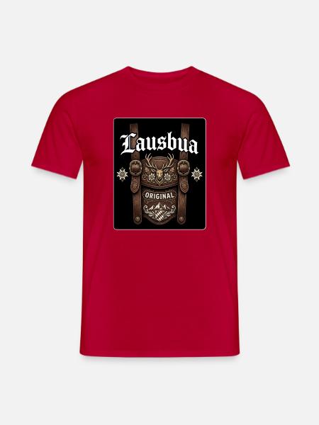 Original Hirschkopf Ledermotiv - Männer T-Shirt - Rot
