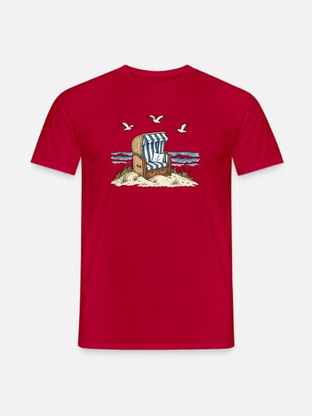 Strandkorb am Meer - Männer T-Shirt - Rot