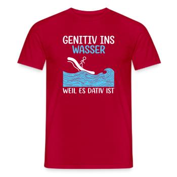 Genitiv ins Wasser Surfwitz - Männer T-Shirt - Rot - Vorne - AI Model Male 178 dark (178cm)