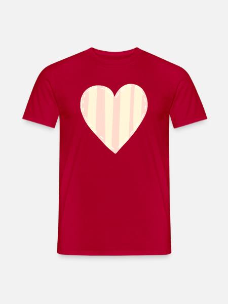 Süßes Herz gestreift Rosa Pastell  - Männer T-Shirt - Rot