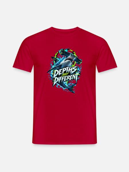 Tiefseehai Neon Glitch - Männer T-Shirt - Rot