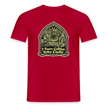 I Turn Coffee Into Code Entwickler Design - Männer T-Shirt - Rot - Vorne - AI Model Male 178 dark (178cm)