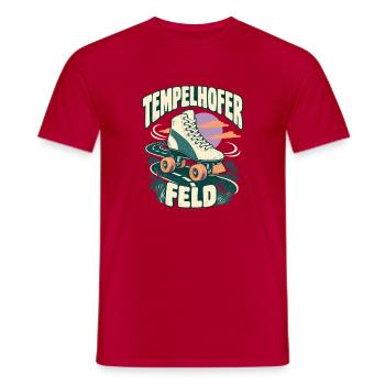 Tempelhofer Feld – Rollschuh im Berliner Retrolook - Männer T-Shirt - Rot - Vorne - AI Model Male 178 dark (178cm)