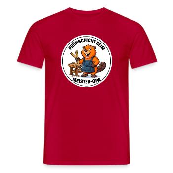 Frühschicht Meister-Opa Heimwerker T-Shirt - Männer T-Shirt - Rot - Vorne - AI Model Male 178 dark (178cm)