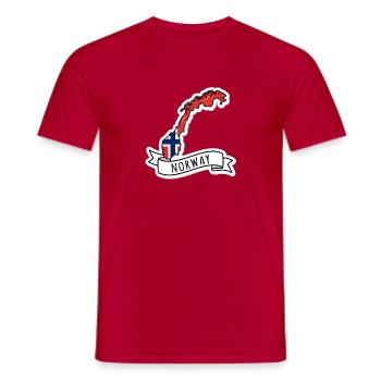 Norway Norwegen Karte Flagge Skandinavien T-Shirt - Männer T-Shirt - Rot - Vorne - AI Model Male 178 dark (178cm)