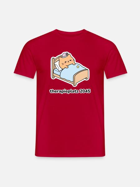 therapieplatz 2045 – Katze im Bett - Männer T-Shirt - Rot