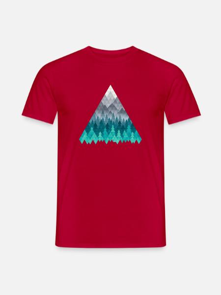 Geometrischer Wald im Blaugrün - Männer T-Shirt - Rot