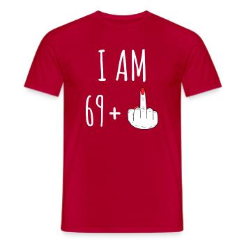 69 Plus 70 Geburtstag Frau Frecher Spruch - Männer T-Shirt - Rot - Vorne - AI Model Male 178 dark (178cm)