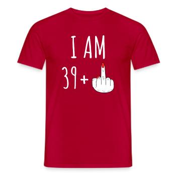 39 Plus 40 Geburtstag Frau Frecher Spruch - Männer T-Shirt - Rot - Vorne - AI Model Male 178 dark (178cm)