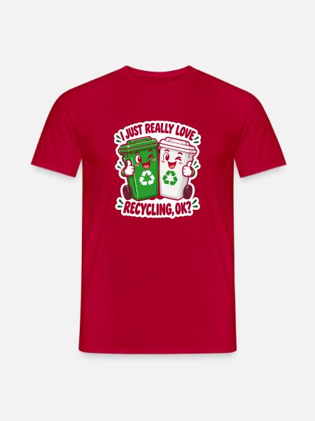 Duo Recycling Lächelnde Eimer - Männer T-Shirt - Rot