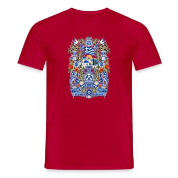Griechenland | Oliven, Meer & Ägäis - Männer T-Shirt - Rot - Vorne - AI Model Male 178 dark (178cm)