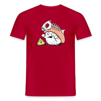 Lustiges Sushi mit Fischgräte I Kawaii Japan Essen - Männer T-Shirt - Rot - Vorne - AI Model Male 178 dark (178cm)