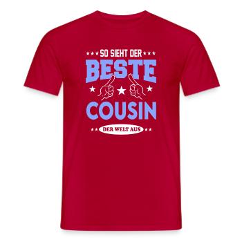 Beste Cousin der Welt Familie Family T-Shirt Fun - Männer T-Shirt - Rot - Vorne - AI Model Male 178 dark (178cm)