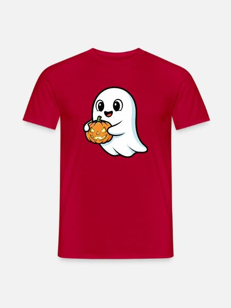 Niedlicher Geist mit Kürbis - Männer T-Shirt - Rot