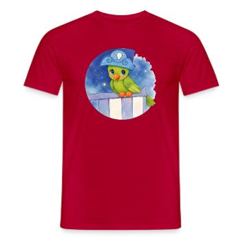 C - Buchstabe: Papagei im Hut - kleiner Pirat - Männer T-Shirt - Rot - Vorne - AI Model Male 178 dark (178cm)