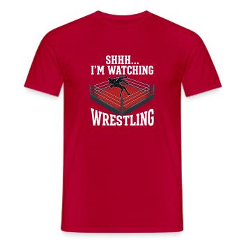Pssst, ich schaue Wrestling – Wrestling-Fan-Geschenk - Männer T-Shirt - Rot - Vorne - AI Model Male 178 dark (178cm)