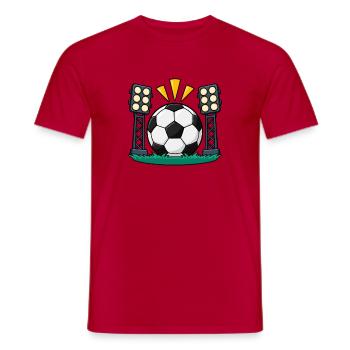 Fußball unter Stadionflutlicht - Männer T-Shirt - Rot - Vorne - AI Model Male 178 dark (178cm)