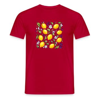 Zitronen Muster Mediterran Sommer Sonne Fruechte - Männer T-Shirt - Rot - Vorne - AI Model Male 178 dark (178cm)