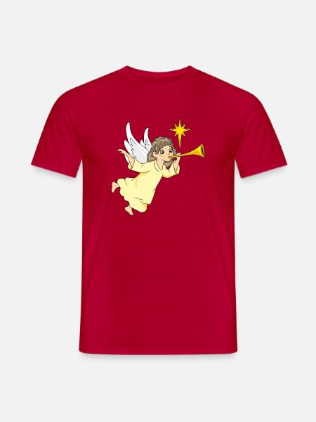 Cartoonish_angel_is_playing_the_flute - Männer T-Shirt - Rot