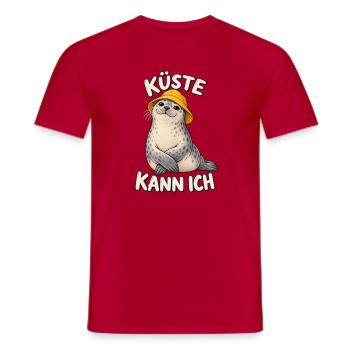 Küste kann ich Robbe mit Südwester - Männer T-Shirt - Rot - Vorne - AI Model Male 178 dark (178cm)