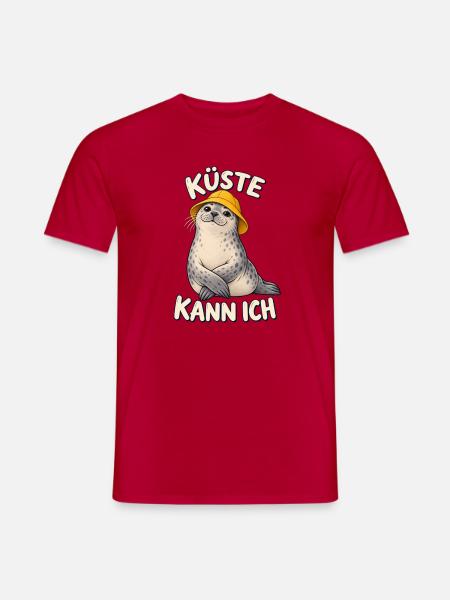 Küste kann ich Robbe mit Südwester - Männer T-Shirt - Rot