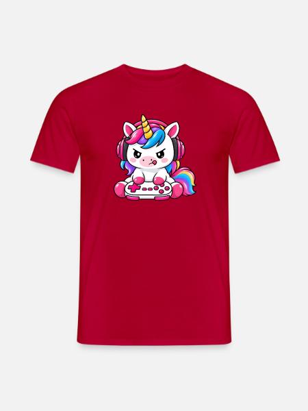 Cute_gaming_unicorn - Männer T-Shirt - Rot